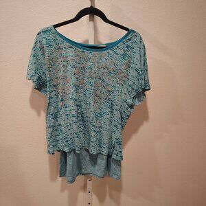 Tru Self Women's Top Size XL Burnout Short Sleeve 2 Piece Layered Scoop Neck